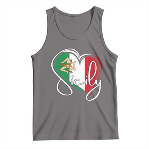 Sicily Palermo Italy Medusa Sicilia Heart Italian Flag Tank Top TS11 Deep Heather Print Your Wear