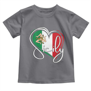 Sicily Palermo Italy Medusa Sicilia Heart Italian Flag Toddler T Shirt TS11 Charcoal Print Your Wear