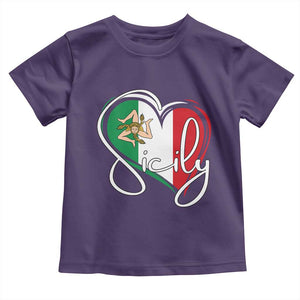 Sicily Palermo Italy Medusa Sicilia Heart Italian Flag Toddler T Shirt TS11 Purple Print Your Wear