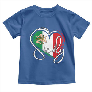 Sicily Palermo Italy Medusa Sicilia Heart Italian Flag Toddler T Shirt TS11 Royal Blue Print Your Wear
