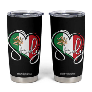 Sicily Palermo Italy Medusa Sicilia Heart Italian Flag Tumbler Cup TS11 Black Print Your Wear