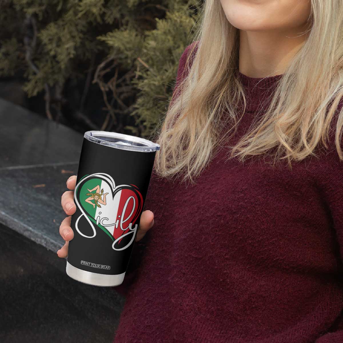 Sicily Palermo Italy Medusa Sicilia Heart Italian Flag Tumbler Cup TS11 Print Your Wear