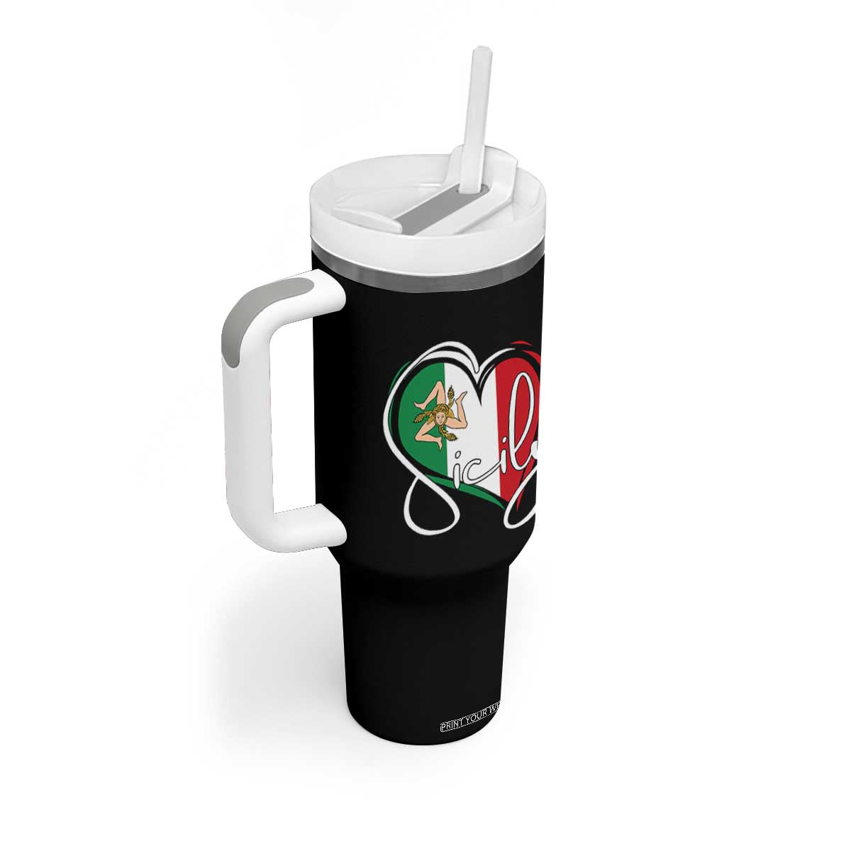 Sicily Palermo Italy Medusa Sicilia Heart Italian Flag Tumbler With Handle TS11 Print Your Wear