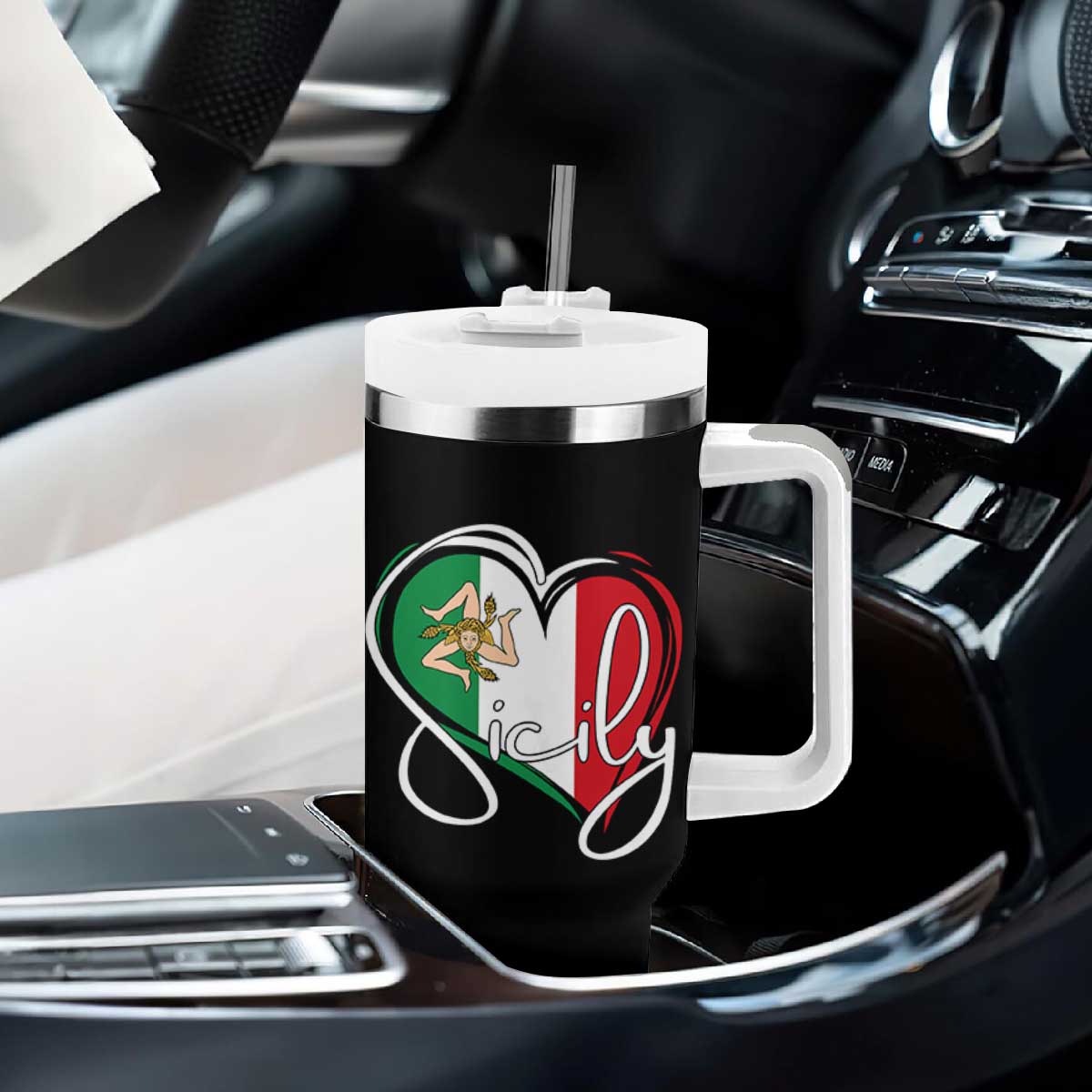 Sicily Palermo Italy Medusa Sicilia Heart Italian Flag Tumbler With Handle TS11 Print Your Wear