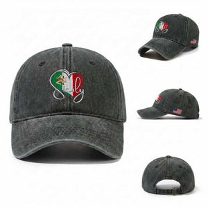 Sicily Palermo Italy Medusa Sicilia Heart Italian Flag Washed Cotton Baseball Cap TS11 Washed Cap Universal Fit Dark Green Print Your Wear