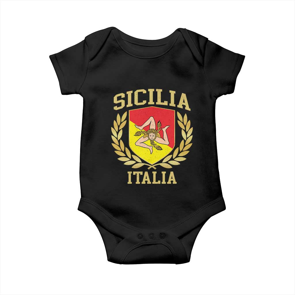 Sicilia Flag Sicily Palermo Italy Triskelion Baby Onesie TS11 Black Print Your Wear