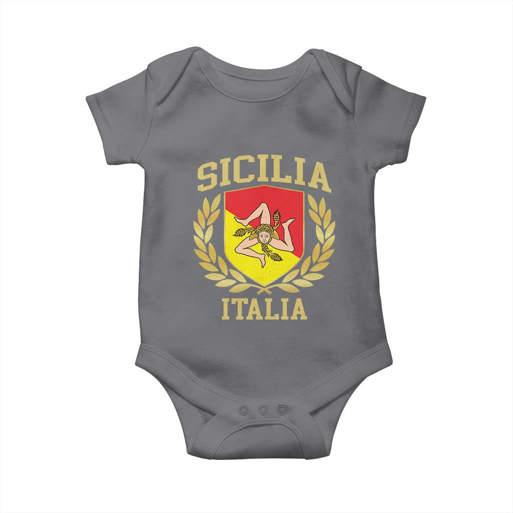 Sicilia Flag Sicily Palermo Italy Triskelion Baby Onesie TS11 Charcoal Print Your Wear