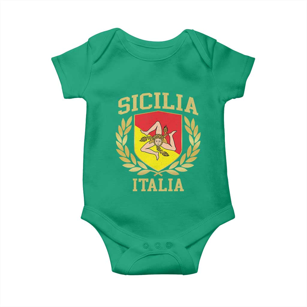 Sicilia Flag Sicily Palermo Italy Triskelion Baby Onesie TS11 Irish Green Print Your Wear