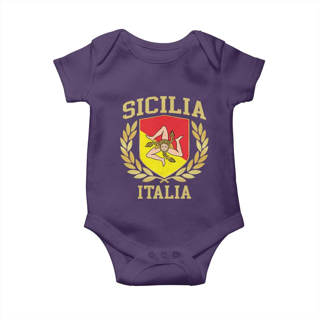 Sicilia Flag Sicily Palermo Italy Triskelion Baby Onesie TS11 Purple Print Your Wear