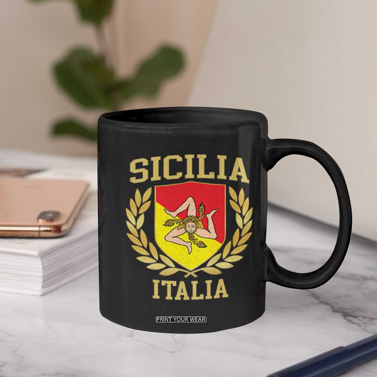 Sicilia Flag Sicily Palermo Italy Triskelion Coffee Mug TS11 Print Your Wear