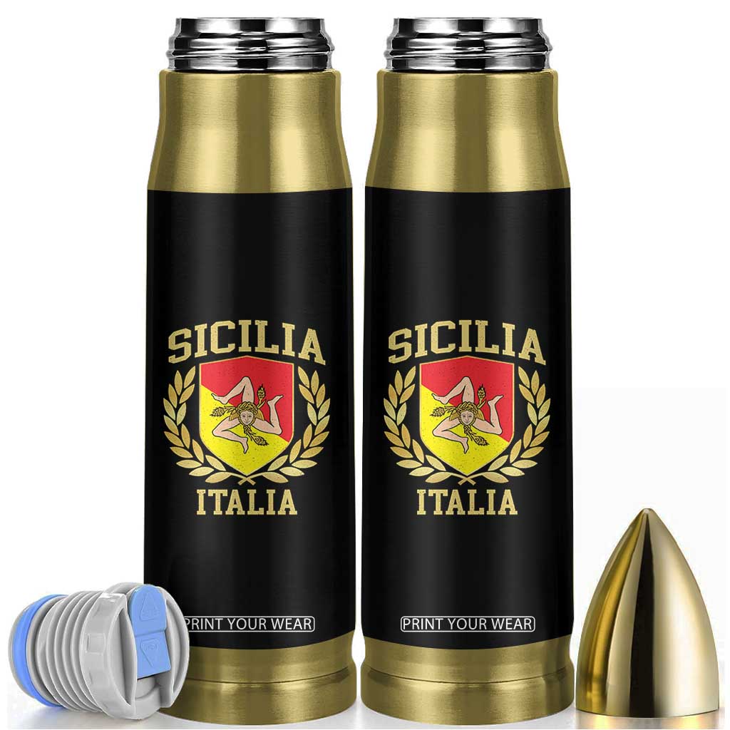Sicilia Flag Sicily Palermo Italy Triskelion Bullet Tumbler TS11 Black Print Your Wear