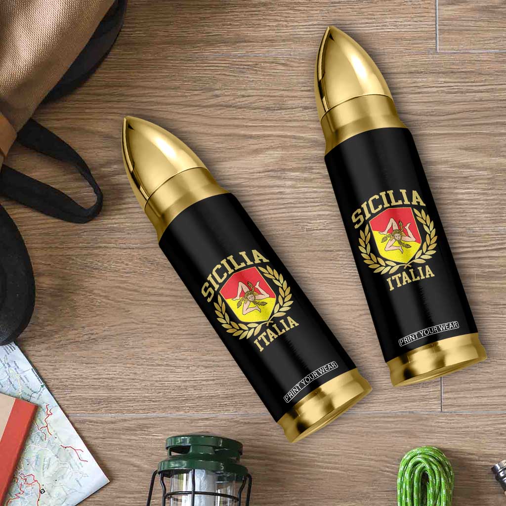 Sicilia Flag Sicily Palermo Italy Triskelion Bullet Tumbler - Print Your Wear