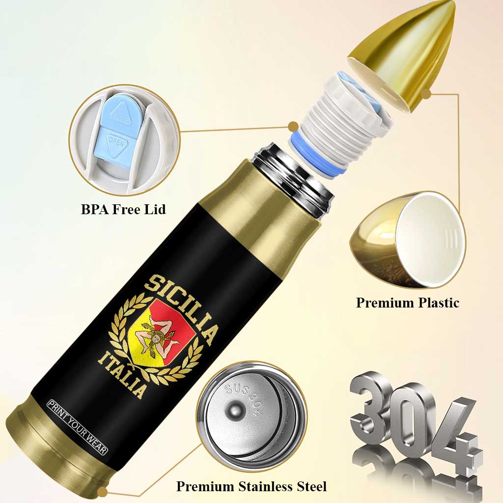 Sicilia Flag Sicily Palermo Italy Triskelion Bullet Tumbler TS11 Print Your Wear