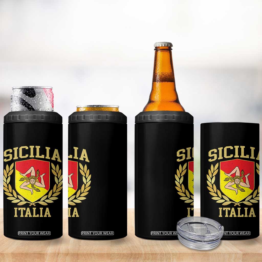 Sicilia Flag Sicily Palermo Italy Triskelion 4 in 1 Can Cooler Tumbler TS11 Print Your Wear