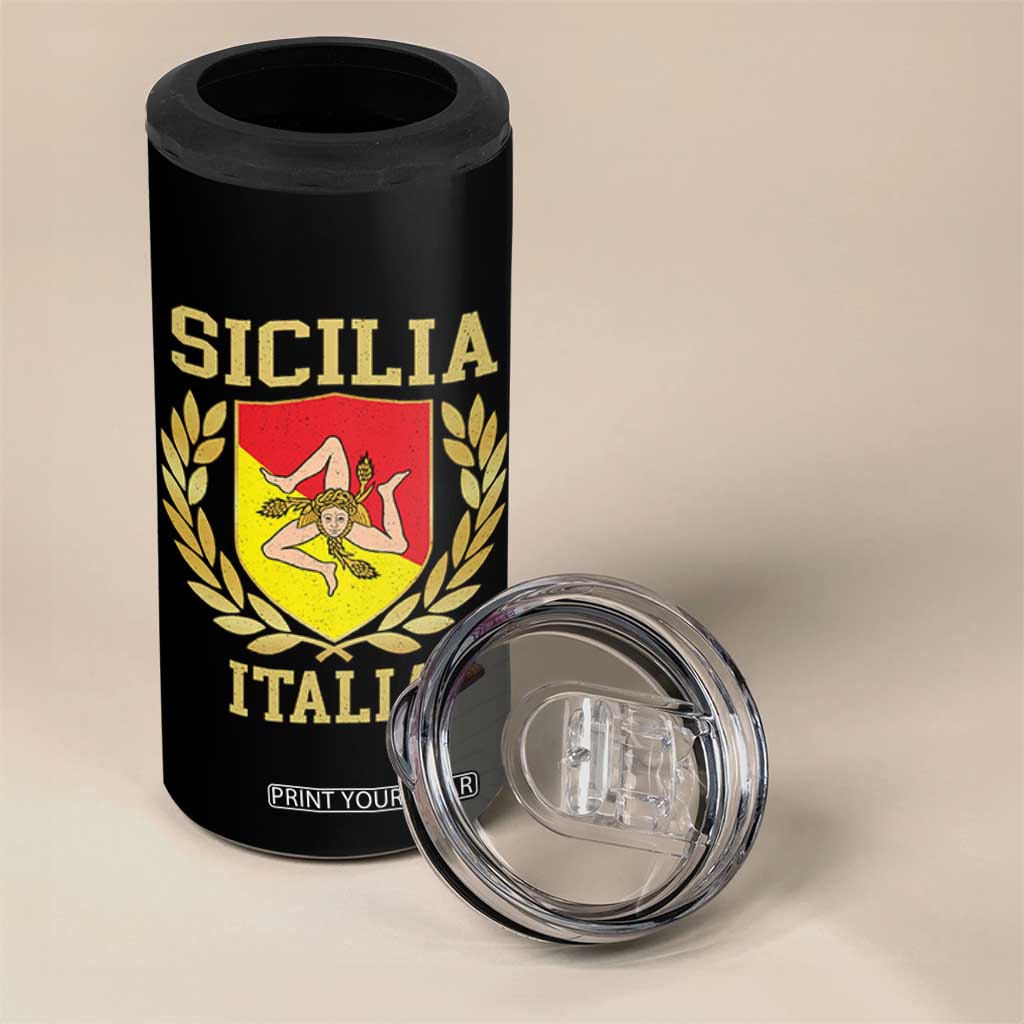 Sicilia Flag Sicily Palermo Italy Triskelion 4 in 1 Can Cooler Tumbler TS11 Print Your Wear