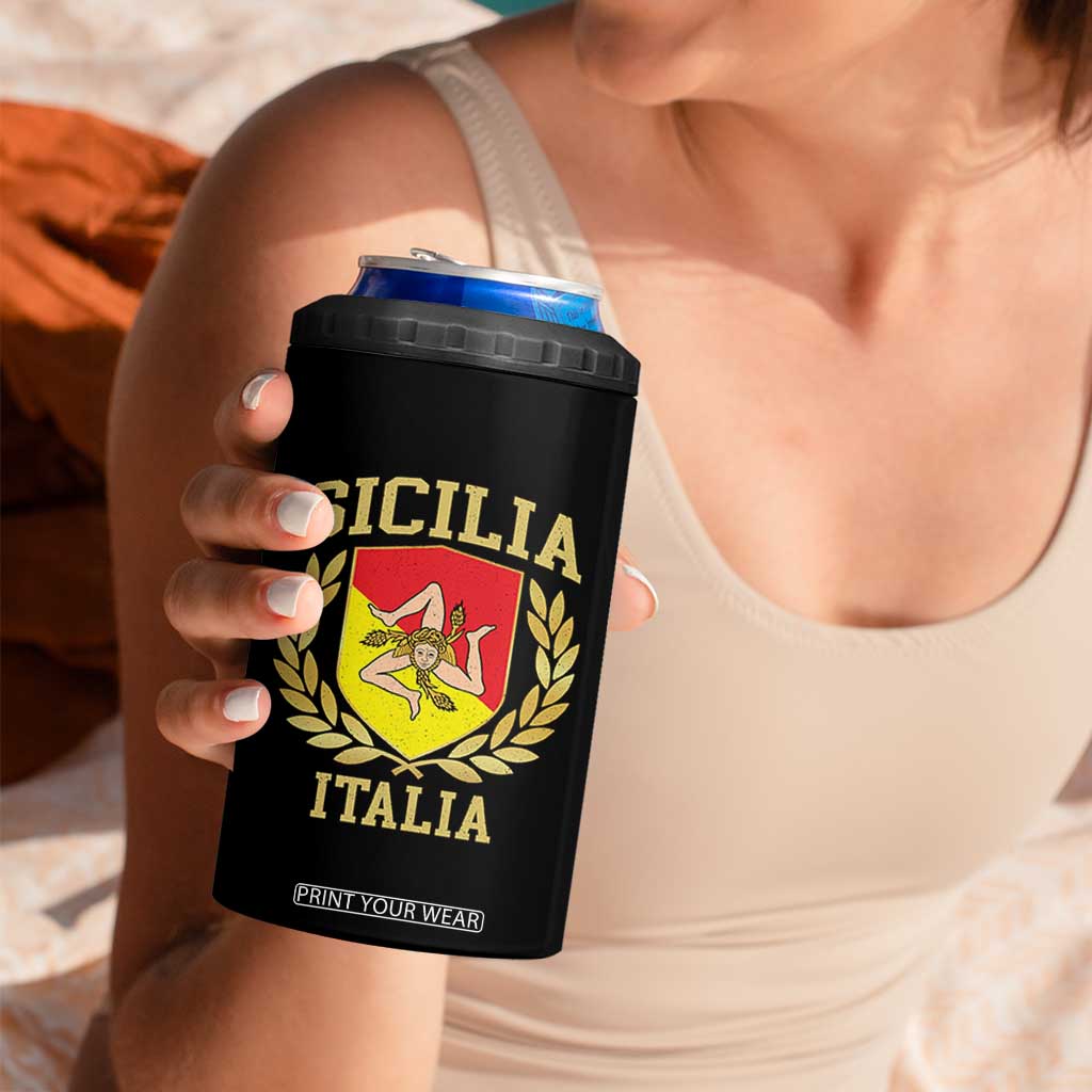 Sicilia Flag Sicily Palermo Italy Triskelion 4 in 1 Can Cooler Tumbler TS11 Print Your Wear