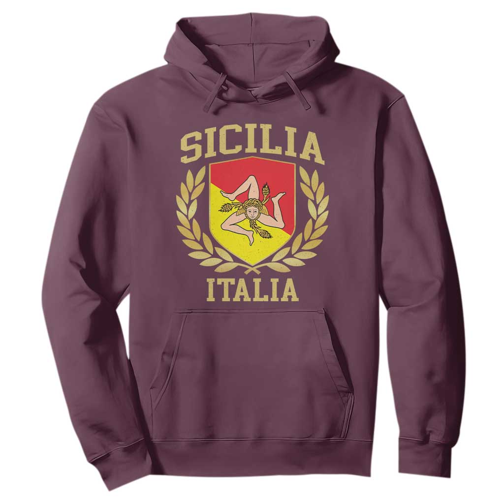 Sicilia Flag Sicily Palermo Italy Triskelion Hoodie TS11 Maroon Print Your Wear