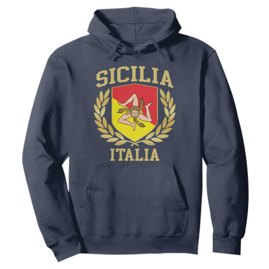 Sicilia Flag Sicily Palermo Italy Triskelion Hoodie TS11 Navy Print Your Wear