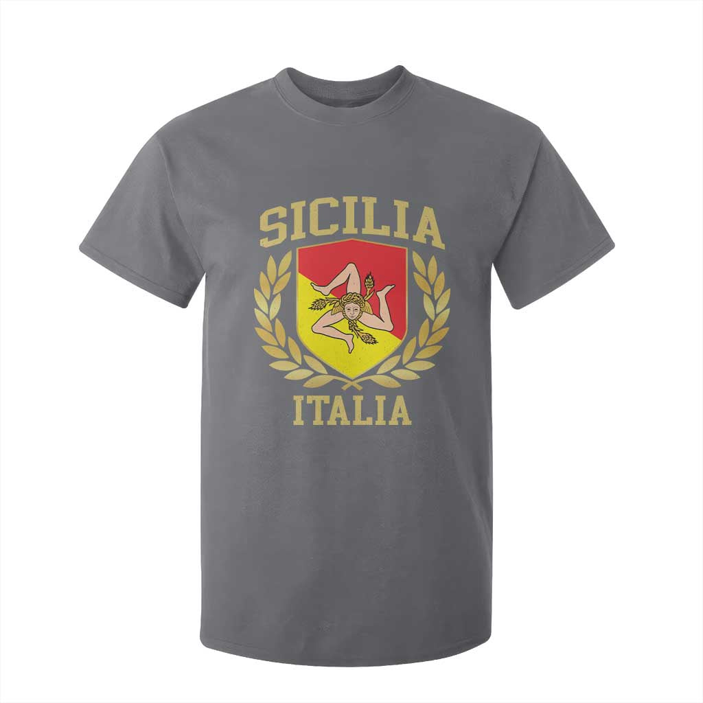 Sicilia Flag Sicily Palermo Italy Triskelion T Shirt For Kid TS11 Charcoal Print Your Wear