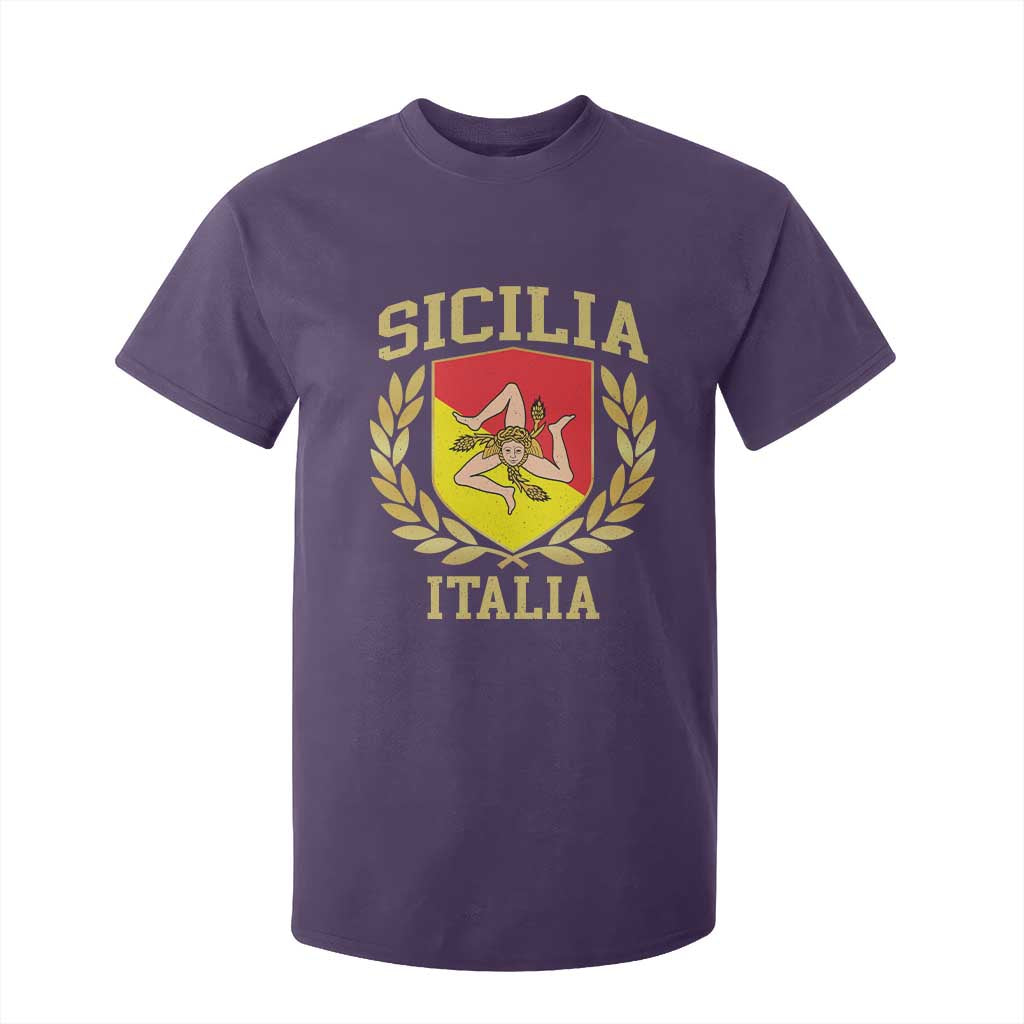 Sicilia Flag Sicily Palermo Italy Triskelion T Shirt For Kid TS11 Purple Print Your Wear