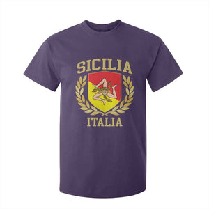Sicilia Flag Sicily Palermo Italy Triskelion T Shirt For Kid TS11 Purple Print Your Wear