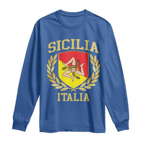 Sicilia Flag Sicily Palermo Italy Triskelion Long Sleeve Shirt TS11 Royal Blue Print Your Wear