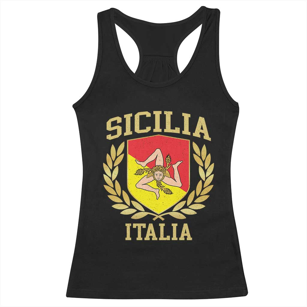 Sicilia Flag Sicily Palermo Italy Triskelion Racerback Tank Top TS11 Black Print Your Wear