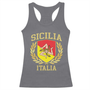 Sicilia Flag Sicily Palermo Italy Triskelion Racerback Tank Top TS11 Charcoal Print Your Wear