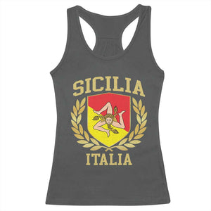 Sicilia Flag Sicily Palermo Italy Triskelion Racerback Tank Top TS11 Dark Heather Print Your Wear