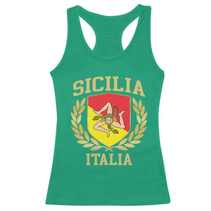 Sicilia Flag Sicily Palermo Italy Triskelion Racerback Tank Top TS11 Irish Green Print Your Wear
