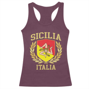 Sicilia Flag Sicily Palermo Italy Triskelion Racerback Tank Top TS11 Maroon Print Your Wear