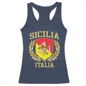 Sicilia Flag Sicily Palermo Italy Triskelion Racerback Tank Top TS11 Navy Print Your Wear