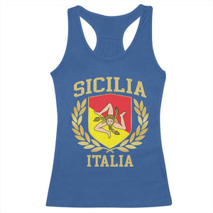 Sicilia Flag Sicily Palermo Italy Triskelion Racerback Tank Top TS11 Royal Blue Print Your Wear
