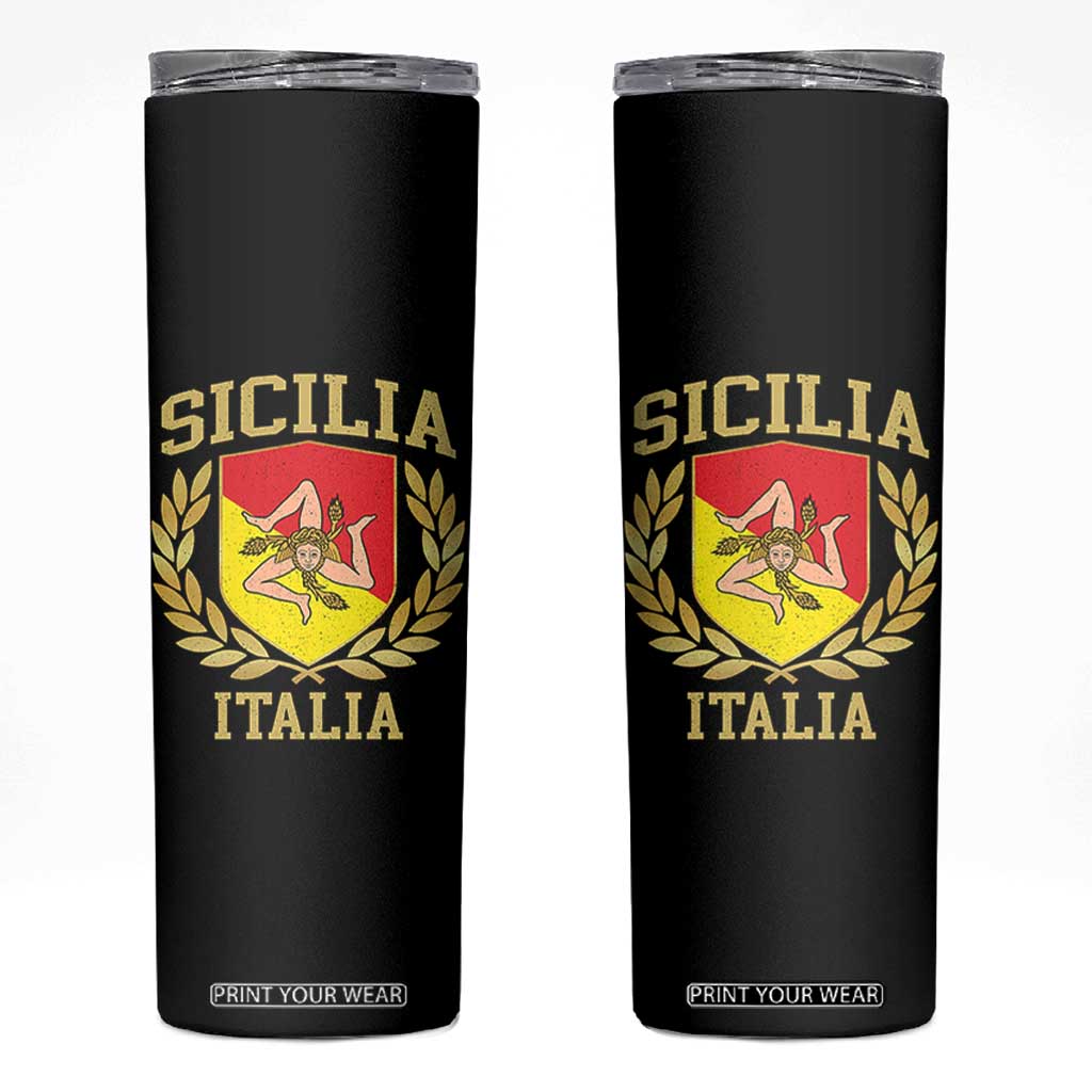 Sicilia Flag Sicily Palermo Italy Triskelion Skinny Tumbler TS11 Black Print Your Wear