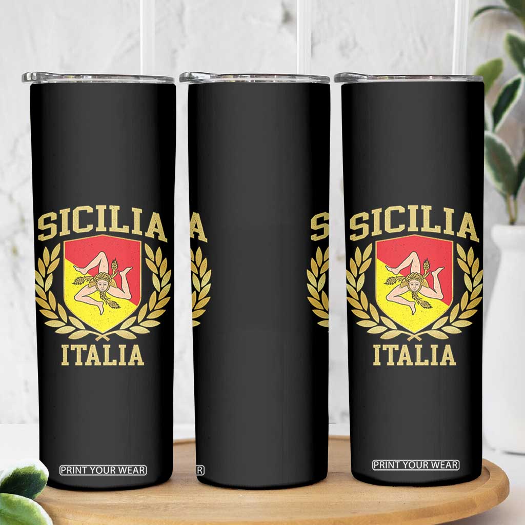 Sicilia Flag Sicily Palermo Italy Triskelion Skinny Tumbler TS11 Print Your Wear