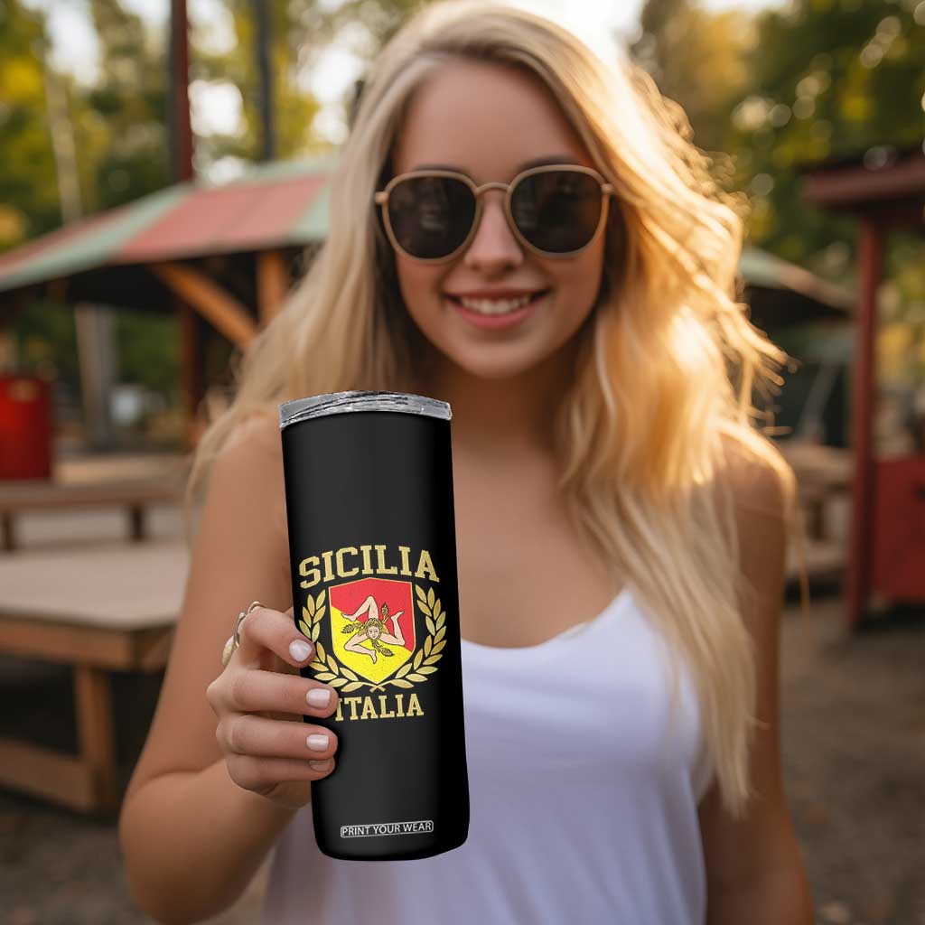Sicilia Flag Sicily Palermo Italy Triskelion Skinny Tumbler TS11 Print Your Wear