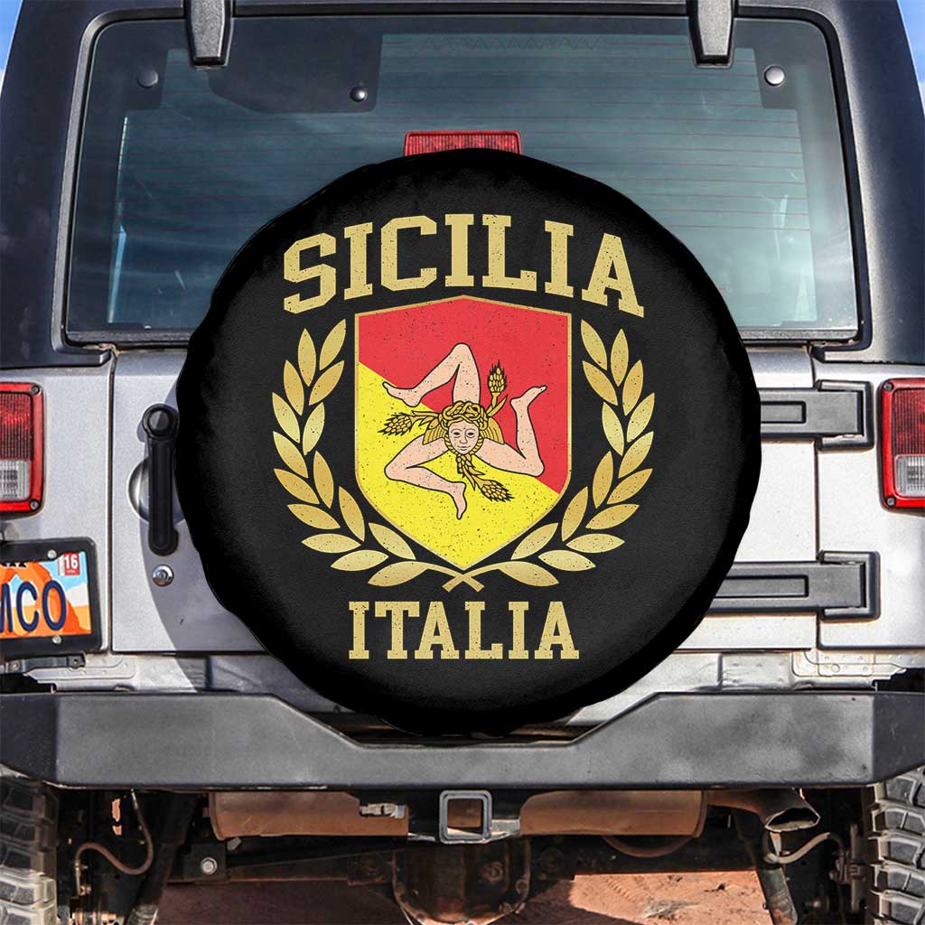 Sicilia Flag Sicily Palermo Italy Triskelion Spare Tire Cover TS11 No hole Black Print Your Wear