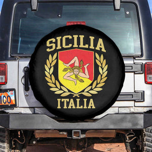 Sicilia Flag Sicily Palermo Italy Triskelion Spare Tire Cover TS11 No hole Black Print Your Wear
