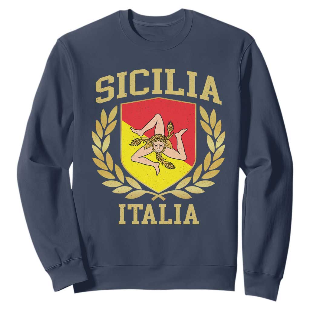 Sicilia Flag Sicily Palermo Italy Triskelion Sweatshirt TS11 Navy Print Your Wear