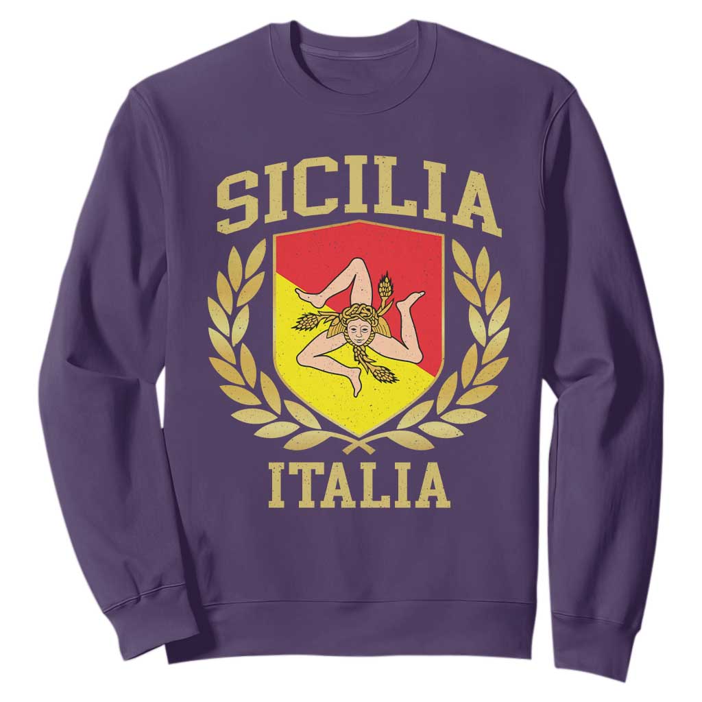 Sicilia Flag Sicily Palermo Italy Triskelion Sweatshirt TS11 Purple Print Your Wear