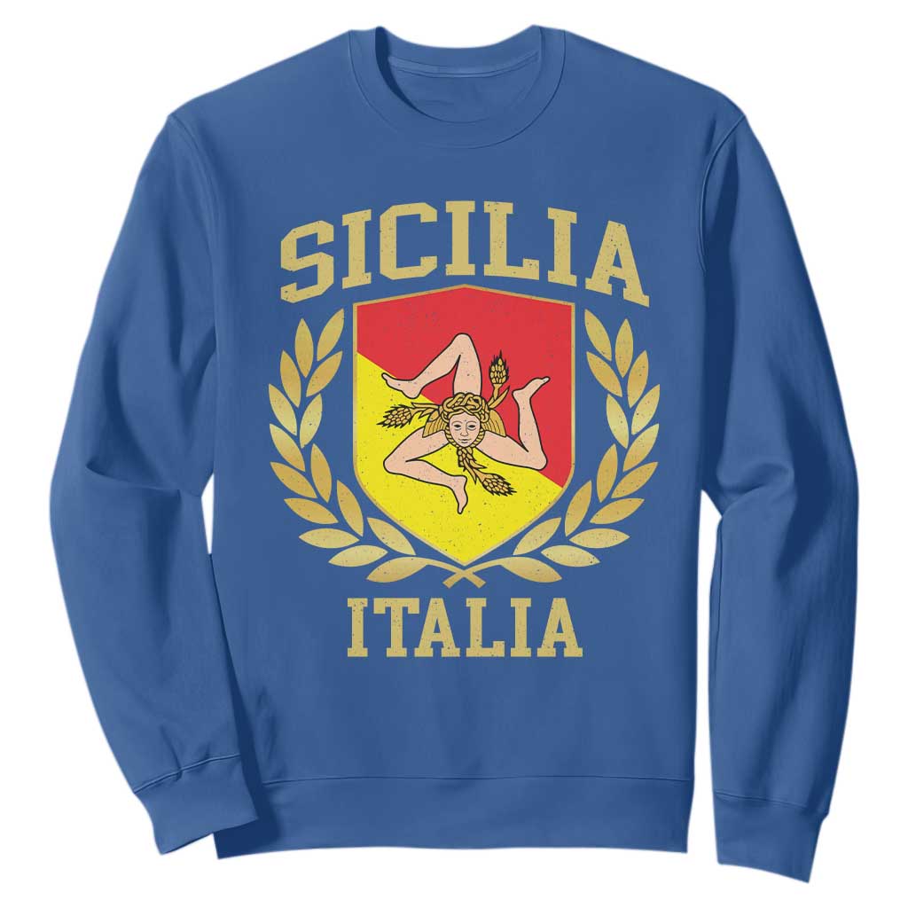 Sicilia Flag Sicily Palermo Italy Triskelion Sweatshirt TS11 Royal Blue Print Your Wear