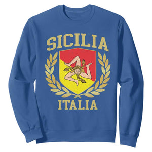 Sicilia Flag Sicily Palermo Italy Triskelion Sweatshirt TS11 Royal Blue Print Your Wear