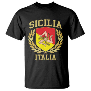 Sicilia Flag T Shirt - Sicily Palermo Italy Triskelion Trinacria Heritage Pride Tee TS11 Black Print Your Wear