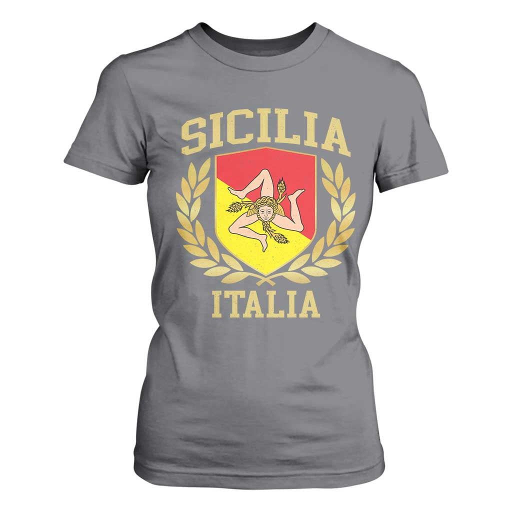 Sicilia Flag Sicily Palermo Italy Triskelion T Shirt For Women TS11 Charcoal Print Your Wear