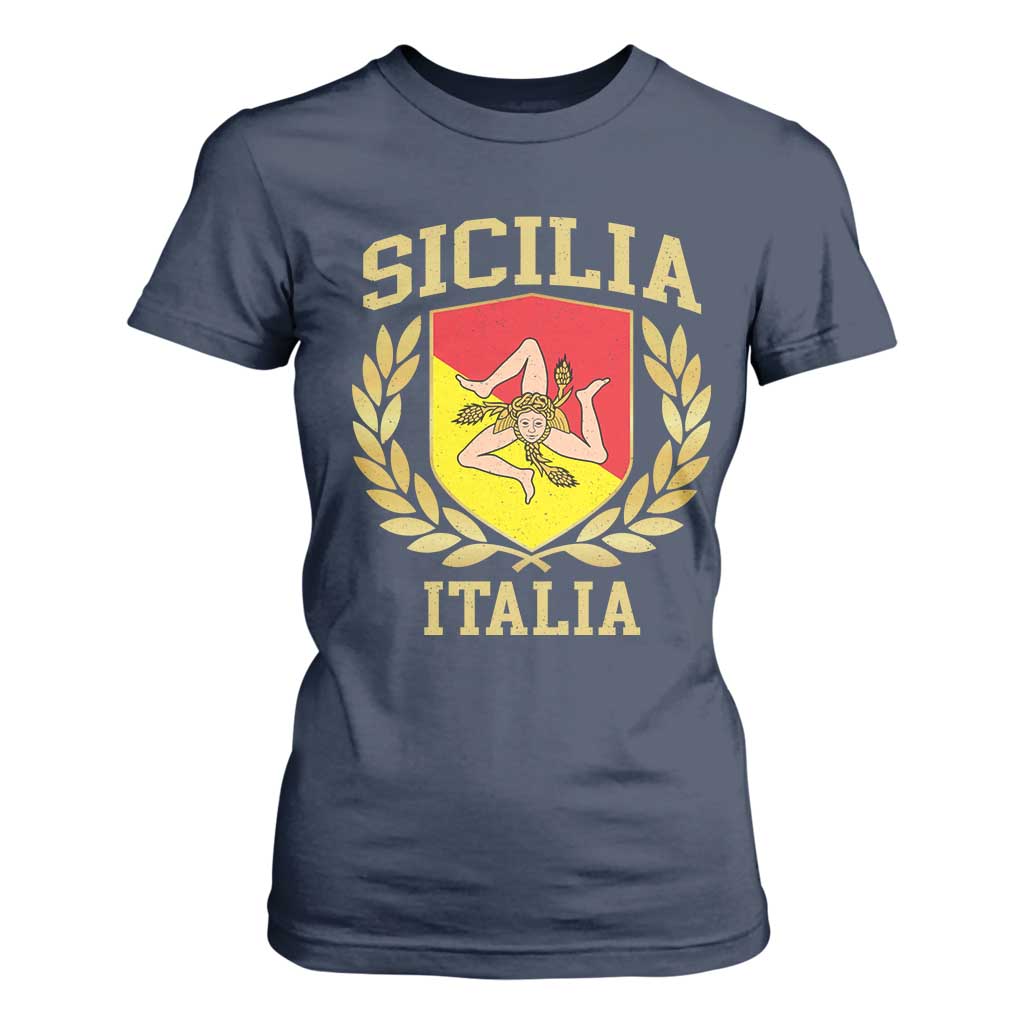 Sicilia Flag Sicily Palermo Italy Triskelion T Shirt For Women TS11 Navy Print Your Wear