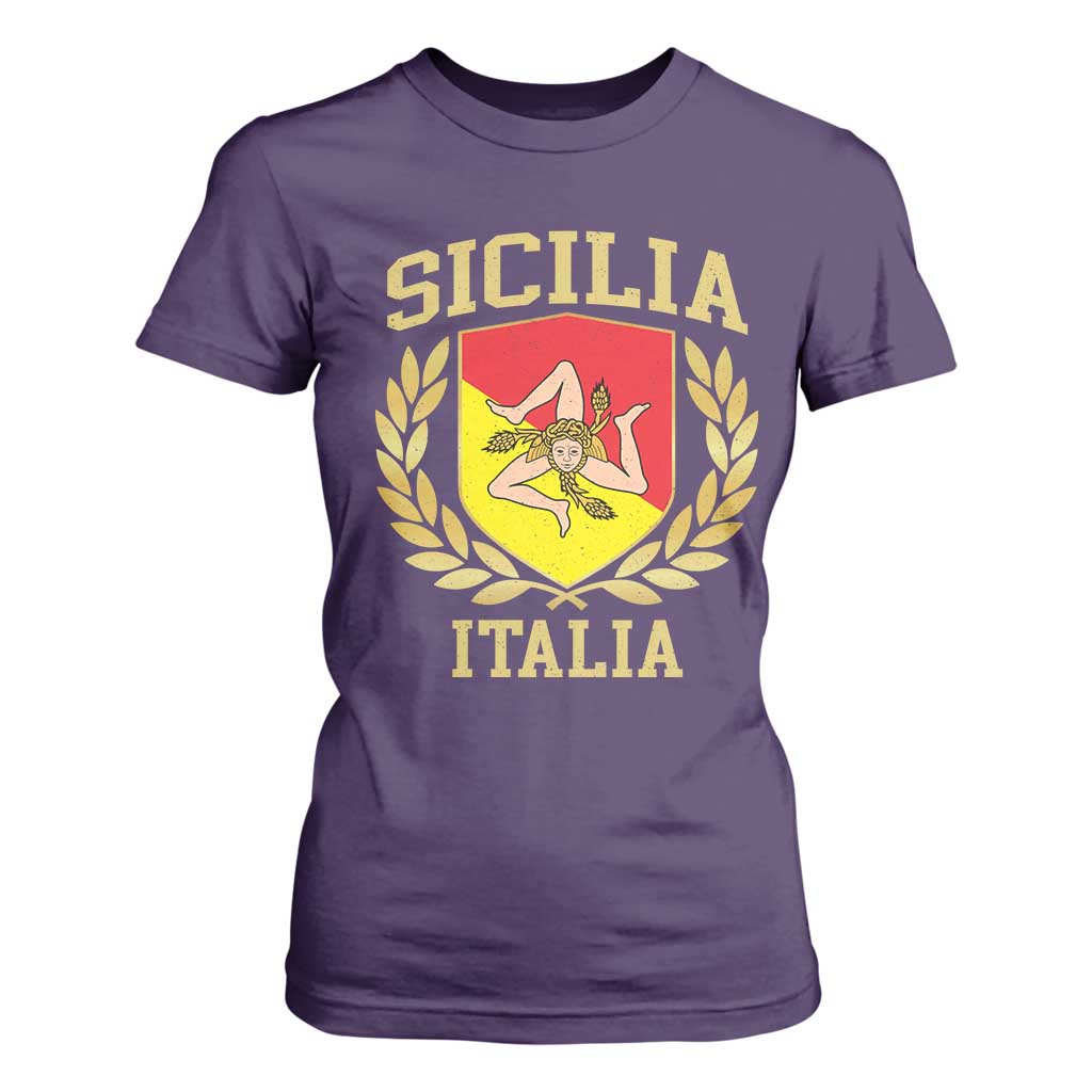 Sicilia Flag Sicily Palermo Italy Triskelion T Shirt For Women TS11 Purple Print Your Wear