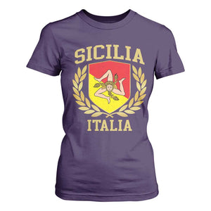 Sicilia Flag Sicily Palermo Italy Triskelion T Shirt For Women TS11 Purple Print Your Wear
