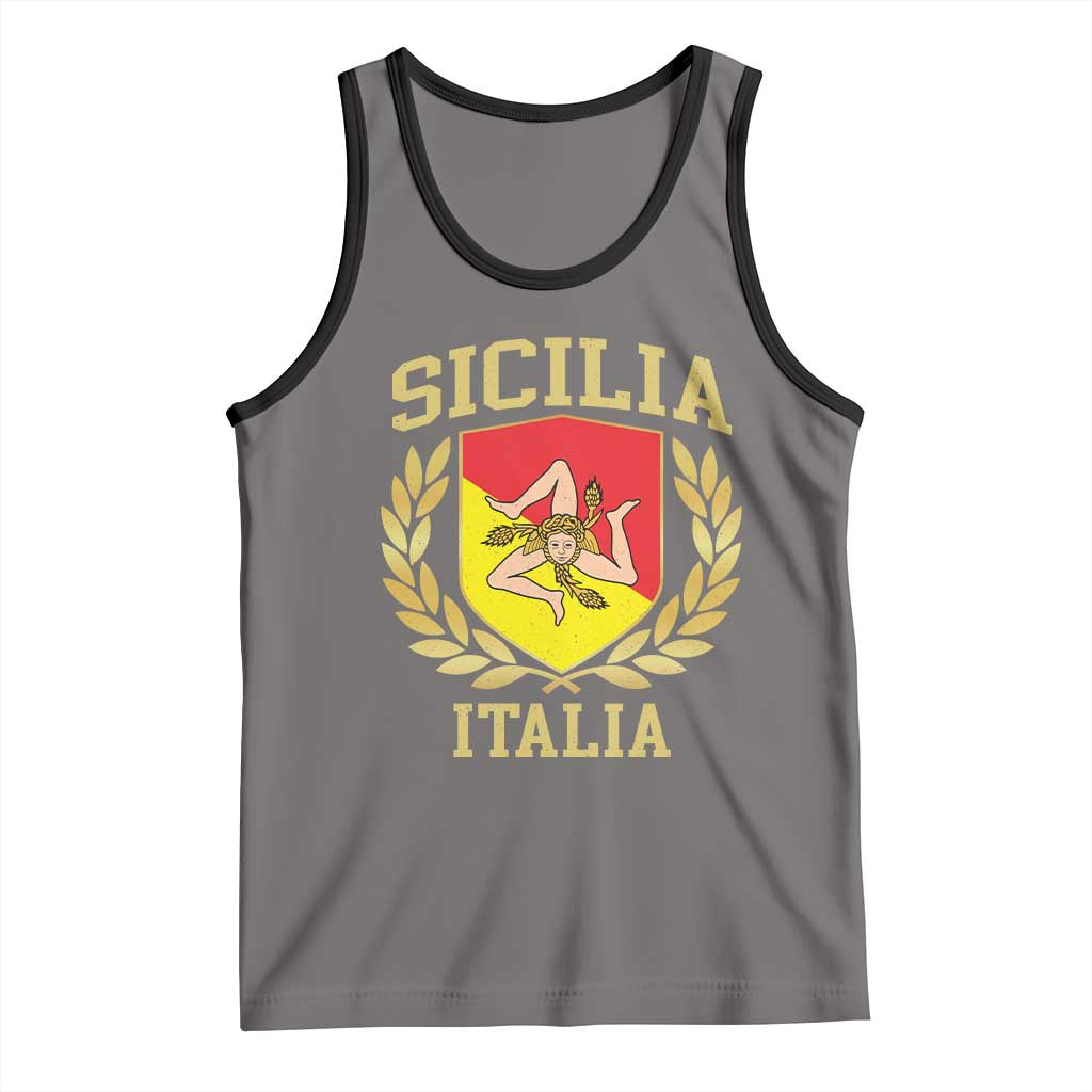 Sicilia Flag Sicily Palermo Italy Triskelion Tank Top TS11 Deep Heather Black Print Your Wear