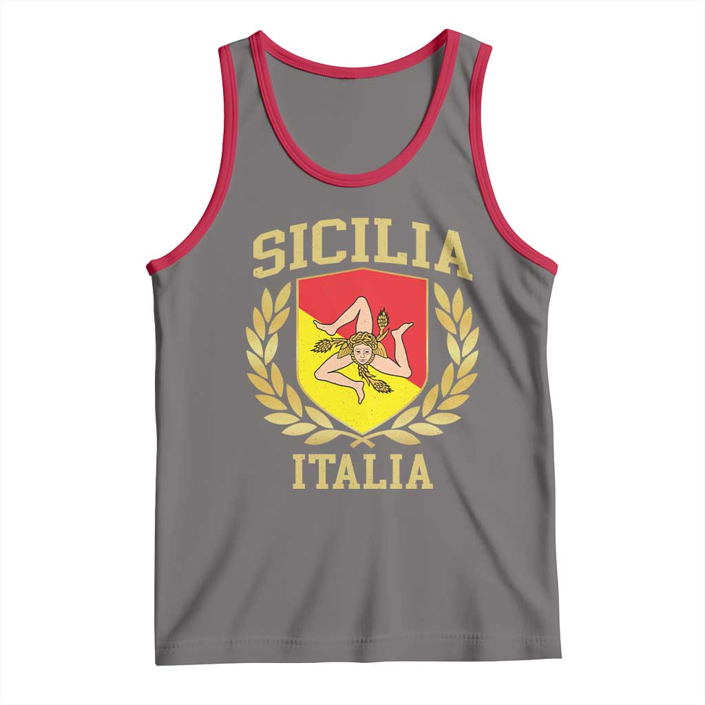 Sicilia Flag Sicily Palermo Italy Triskelion Tank Top TS11 Deep Heather Red Print Your Wear