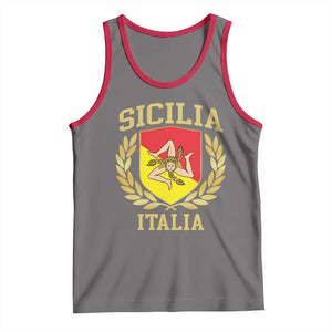 Sicilia Flag Sicily Palermo Italy Triskelion Tank Top TS11 Deep Heather Red Print Your Wear